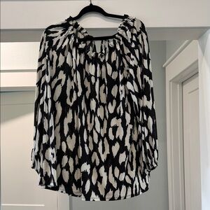 Sew In Love Black & White Printed Peasant Top